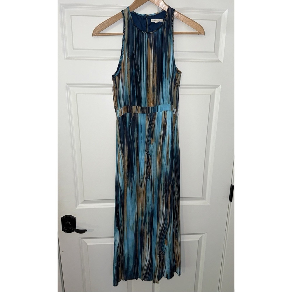Paper Crown Blue Abstract Stripe Sleeveless Maxi Dress Size 4 Lauren Conrad